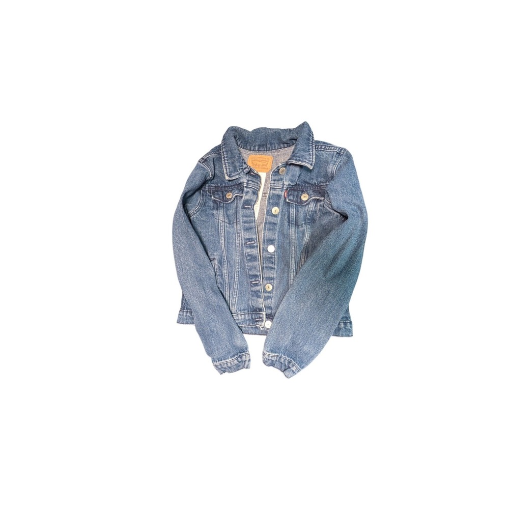 Levis Kids XL Blue Denim Trucker Jacket Medium Wash Cotton Button Front 13-15 Yr